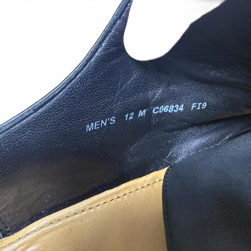 Men’s black leather Cole Haan, flat dress shoes size 12 EUC‎ cap toe